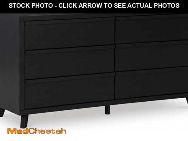 Lot 74-12160373 - Signature Design by Ashley Danziar Modern 6 Drawer Dresser with Safety Stop for Bedroom, Black - UNU...
