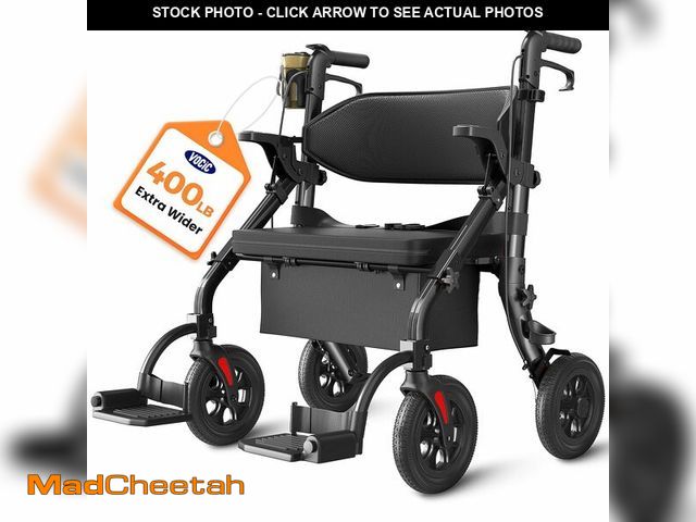 Lot 74-13580453 - VOCIC Walkers for Seniors Z59, 2 in 1 Walker Wheelchair Combo, 400 LBS Weight Capacity, 10" All Terr...