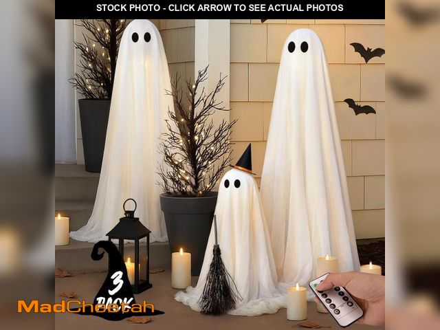 Lot 74-12216423 - Halloween Decorations - Halloween Decorations Outdoor - Set of 3 Light Up Spooky Ghosts Decoration w...