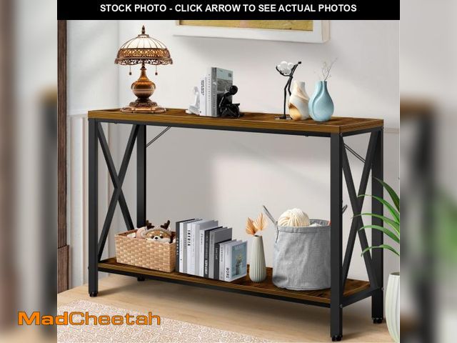 Lot 74-12540954 - MACIFECI Industrial Console Table for Entryway, Rustic Console Table Behind Couch, 2 Tier Sofa Table...