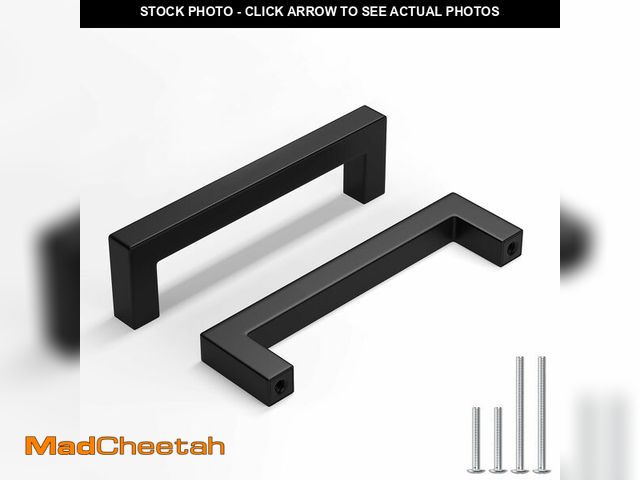 Lot 74-12603674 - homdiy 30 Pack Cabinet Pulls 4 Inch Black Kitchen Cabinet Handles Stainless Steel Drawer Dresser Pul...