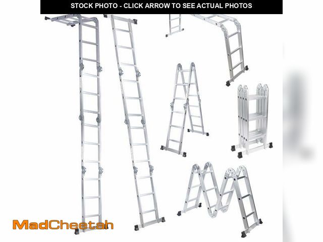 Lot 74-13779223 - BETISEF 12.5ft 7 in 1 Multi-Purpose Ladder, Folding Aluminium Extension Ladder w/Anti-Slip Feet, EN ...