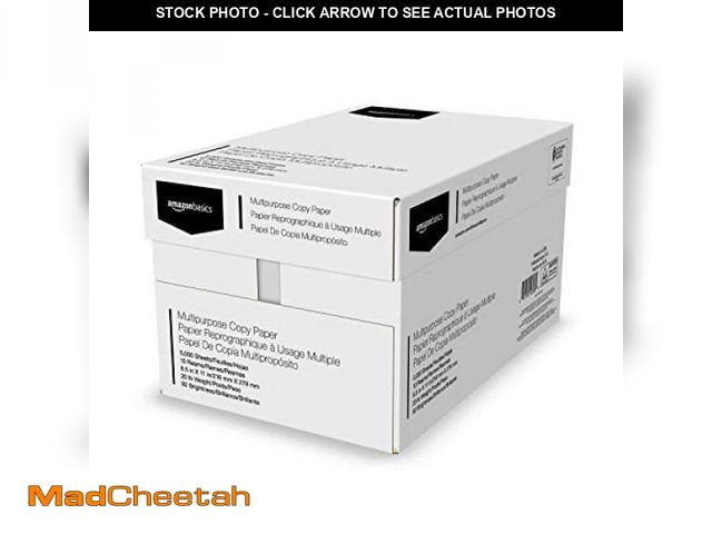 Lot 74-12494202 - Basics Multipurpose Copy Printer Paper, 20 lb, 8.5 x 11 Inches, 10 Reams (5,000 Sheets), 92 Bright, ...