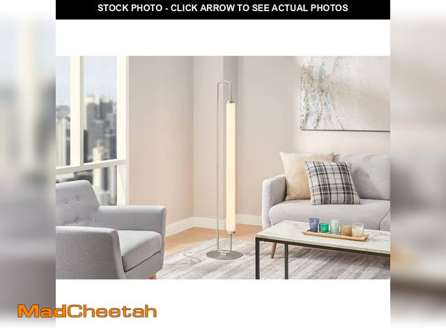 Lot 74-13766769 - Hampton Bay Aranda 58 in. Brushed Nickel Integrated LED Column Floor Lamp with Acrylic Shade and CCT...