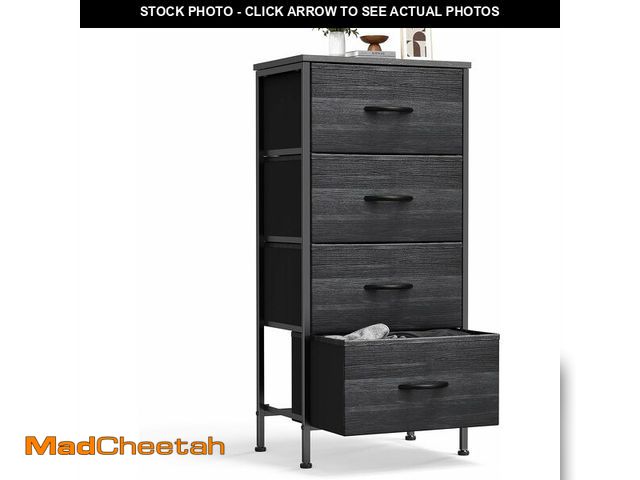 Lot 74-13734029 - Sweetcrispy Nightstand Small Bedroom Dresser with 4 Fabric Drawers,Bed Side Furniture End Table,Wood...