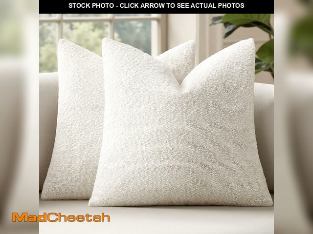 Lot 74-13047716 - MIULEE 20x20 Inch Decorative Pillow Covers for Couch Bed Set of 2 Textured Boucle Neutral Winter Thr...