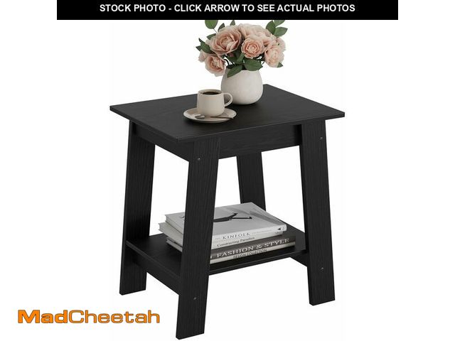 Lot 74-12633044 - Garvee End Table, Side Table with 2-Tier Storage Shelf, Sofa Table for Small Space, Square Nightstan...