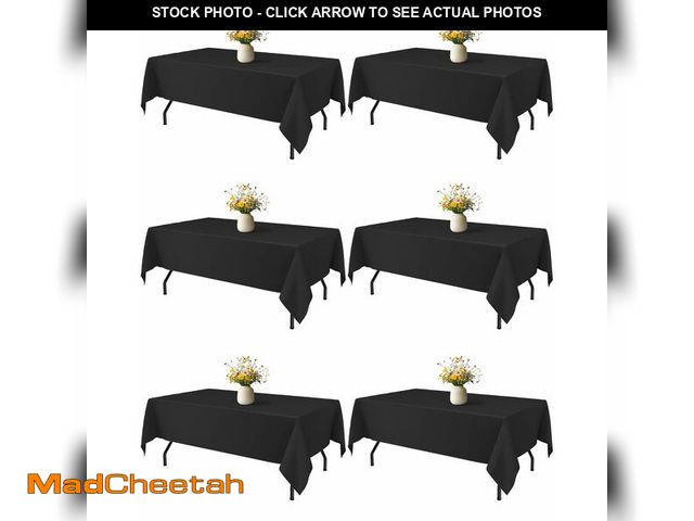 Lot 74-14300287 - Niuara Black Rectangle Table Cloth - 6 Pack, 60" x 84" Washable Polyester Tablecloth for 5FT Tables,...