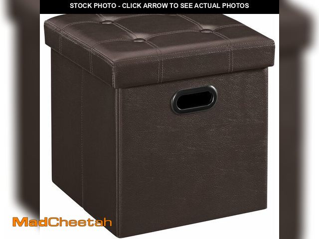 Lot 74-13844841 - SONGMICS MAZIE Collection - 15 Inches Ottoman with Storage, Footstool, Storage Ottoman with Metal Gr...