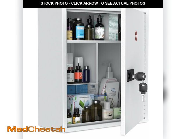 Lot 74-12718289 - Uniclife Wall Mount Medicine Cabinet with Combination &amp; Key Lock Locking First Aid Cabinet Locka...