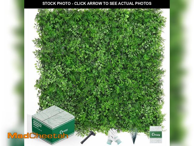 Lot 74-13835925 - Grooy 20"x20" Artificial Hedge Grass Wall, 12PCS Boxwood Panels(33.33 sq.ft), Greenery Backdrop Panl...