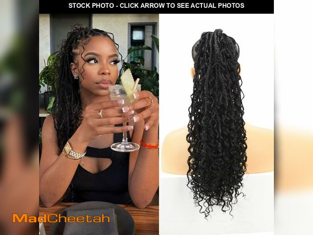 Lot 74-12974718 - Lovenea Drawstring Ponytail for Women 18 inch Boho Box Braids with Long Wavy Hair Clip in Ponytail E...