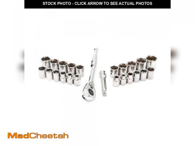 Lot 74-12237512 - Husky 3/8 in. Drive Ratchet SAE/Metric Standard Socket Set (24-Piece) - USED