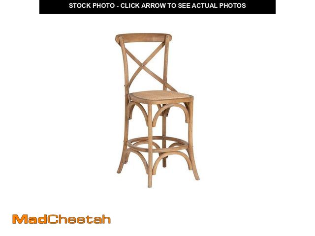 Lot 74-13049699 - Linon Home Decor Posy 41.25 in. H Graywash High Back Wood Counter Height Bar Stool with Rattan Seat ...