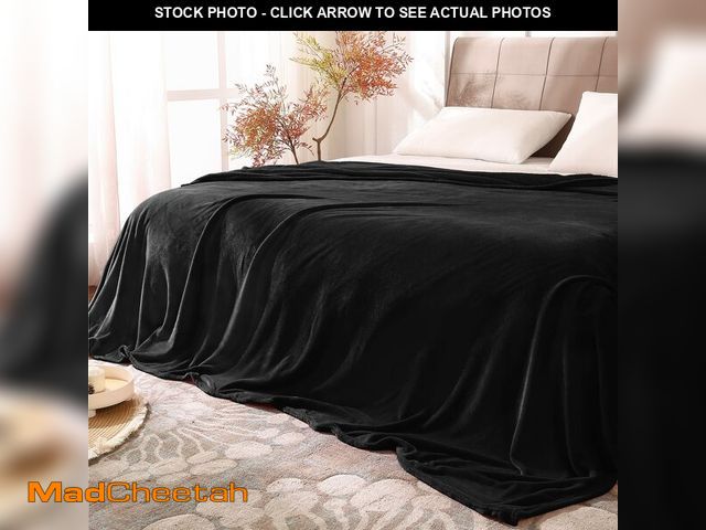 Lot 74-14045515 - BEDELITE Fleece Blankets Queen Size for Bed, Luxury Plush Cozy Fuzzy Black Blanket 90x90 Inches, Sup...