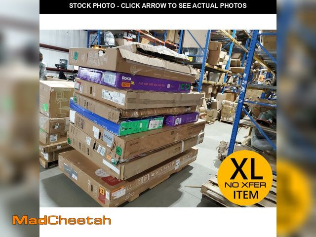 Lot 74-12670521 - 1 Pallet of 12 Damaged / Cracked TVs TS 87733- MUST BE PICKED UP IN 7 DAYS !!!! - UNUSED