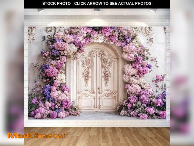 Lot 74-13956648 - 10X8ft Flower Backdrop Purple Floral Arch Retro Door Photography Backdrops Modern Interior European ...