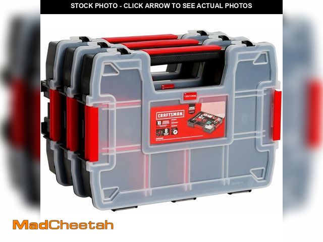 Lot 74-13709400 - CRAFTSMAN Storage Organizer, Small Parts Organizer, 3-Packs with 10-Compartments, Lid Includes Secur...