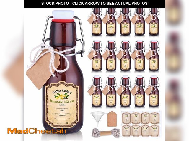 Lot 74-14385738 - tchrules 16 Brown Vanilla Extract Bottles 5oz Swing Top Glass Bottle for Vanilla Extract Homemade, G...