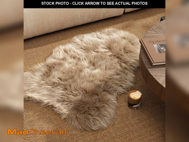 Lot 74-10897441 - (SEE OUR PICTURES FOR COLOR) Ashler Faux Fur Rug, Beige Area Rugs, Fluffy Sheepskin Fur Rug, Fuzzy U...
