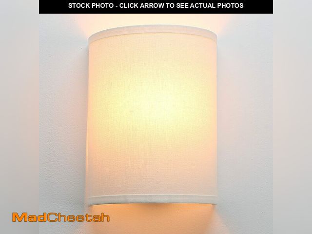 Lot 74-13544495 - JIMUBEAM Wall Sconce Lighting White Fabric Decor, Industrial Vintage Night Light Wall Lamp Fixture w...