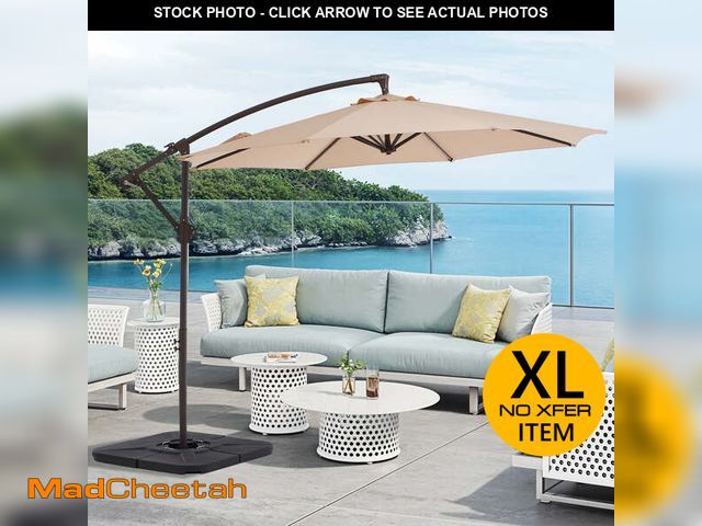 Lot 74-14309242 - FUNDAZE 10ft Patio Umbrella, Hanging Cantilever Offset Outdoor Umbrella with Tilting for Deck Backya...