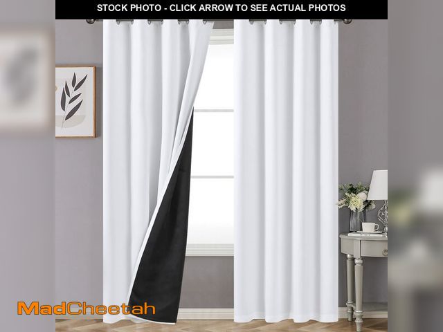 Lot 74-12980196 - YoungsTex Pure White 100% Blackout Curtains for Living Room 84 Inches Length 2 Panels, 2 Thick Layer...