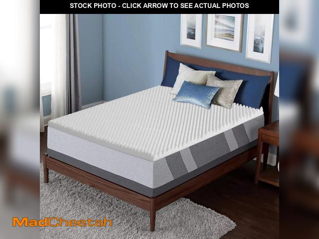 Lot 74-12098516 - Spring Solution, 1-Inch Convoluted Egg Shell Breathable Foam Topper, Adds Comfort to Mattress, Queen...