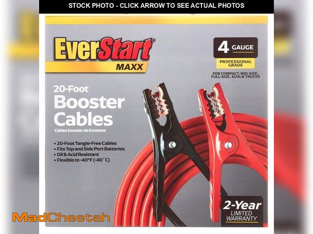 Lot 74-12422973 - EverStart Maxx 20 Ft 4 Gauge Booster Cables Ã¢â¬â 250 Amps - UNUSED