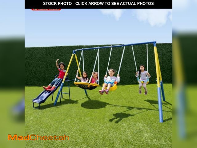 Lot 74-12420032 - Sportspower Super Flyer Swing Set with 2 Flying Buddies  Saucer Swing  2 Swings  and Lifetime Warran...