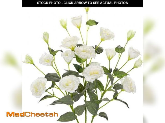 Lot 74-12322690 - 34.5" White Artificial Flowers Silk Fake Flower 3Pcs Eustoma Lisianthus Flowers with Long Stem Faux ...