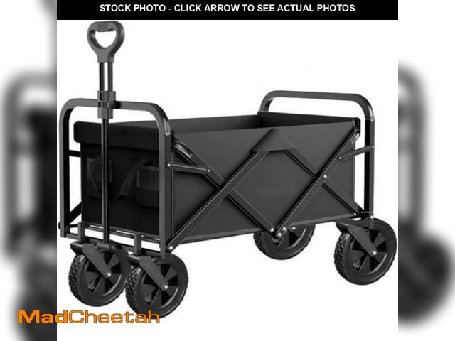 Lot 74-12158684 - Large Collapsible Folding Wagon  560 Lbs Heavy Duty Big Bucket Utility Garden Cart with Oversized Ta...