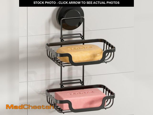 Lot 74-14210768 - LEVERLOC Double Layer Soap Dish, Bar Soap Holder for Shower Wall, Vaccum Suction Cup Sponge Holder f...