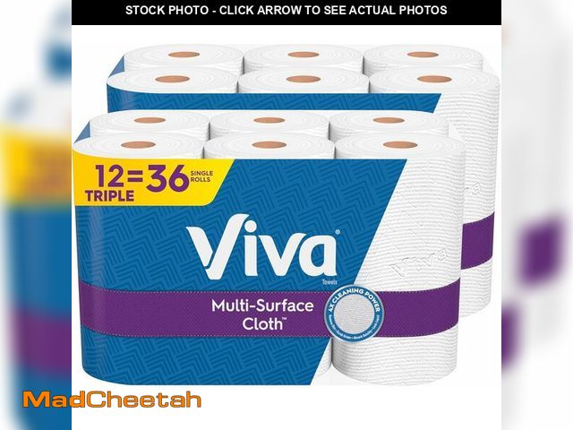 Lot 74-12850564 - Viva Multi-Surface Cloth Paper Towels, 12 Triple Rolls, 165 Sheets Per Roll (2 Packs of 6) - UNUSED