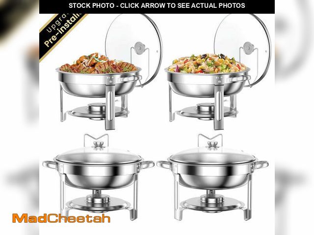 Lot 74-13777703 - Chafing Dish Buffet Set 4 Pack: TINANA 5QT Stainless Steel Chafing Dishes for Buffet with Glass Lid ...