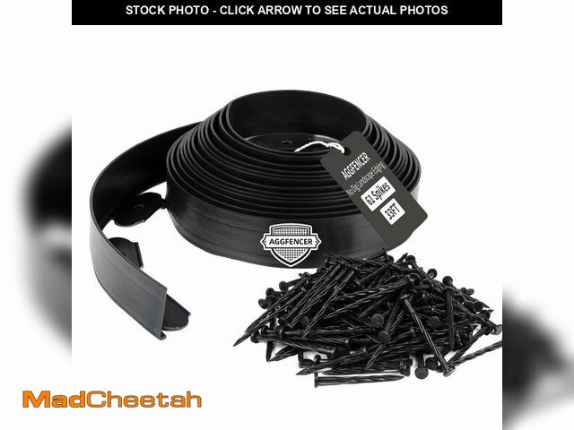 Lot 74-14205885 - AggFencer 4 in x 33 Ft Garden Landscape Edging, No Dig Garden Edging Border Kit with 61 Pcs Spikes f...