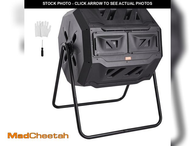 Lot 74-14242625 - VEVOR Compost Bin 43 Gal. Dual Chamber Composting Tumbler Large Tumbling Composter with 2 Sliding Do...