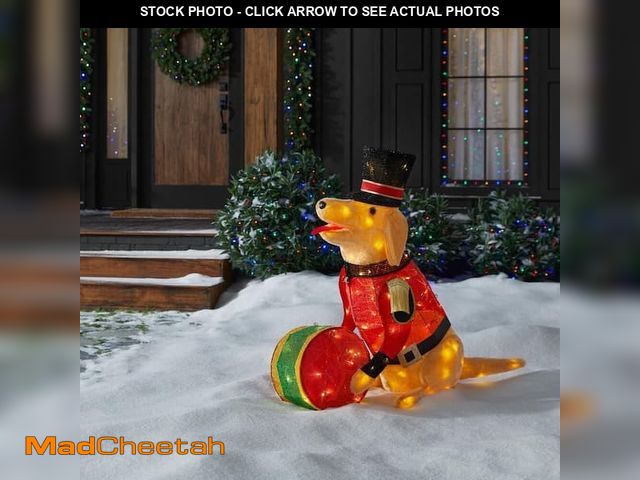 Lot 74-13047804 - 3 ft. Yuletide Lane LED Golden Retriever with Drum Holiday Yard Decoration Y25 - UNUSED