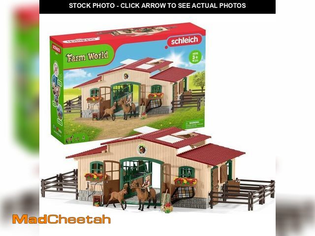 Lot 74-14305853 - (MISSING HORSES) schleich Farm World - 43PC Stable Playset with Horse Figurines - Barn Play Set with...