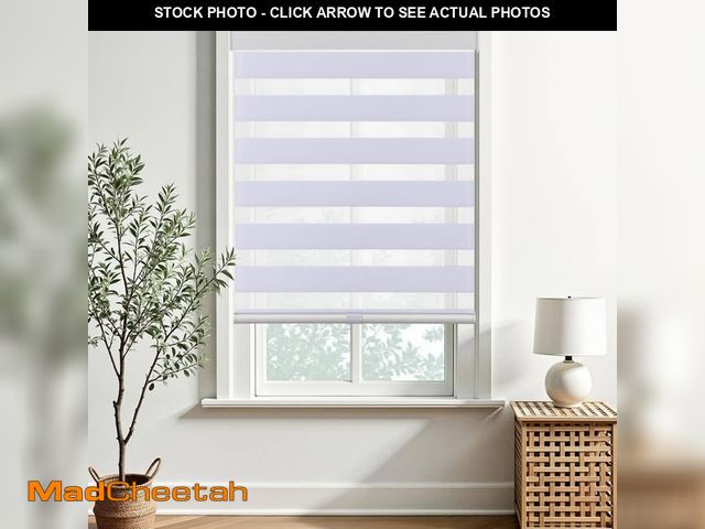 Lot 74-14280555 - Aosky Zebra Blinds Cordless Shades-Dual Layer Light Filtering, Day &amp; Night, White Polyester Fabr...