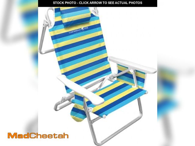 Lot 74-12170549 - Caribbean Joe Folding Beach Chair, 5 Position Lightweight, Portable Reclining Outdoor Camping Chair ...
