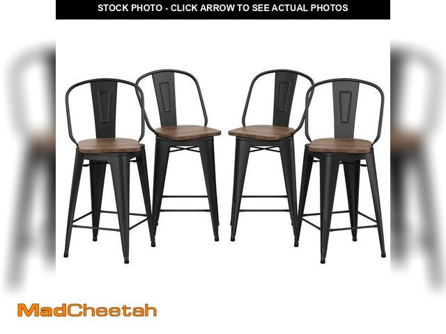 Lot 74-14611985 - Changjie Furniture Metal Bar Stools Counter Height Stool Bar Stools Set of 4 Kitchen Swivel Dining B...