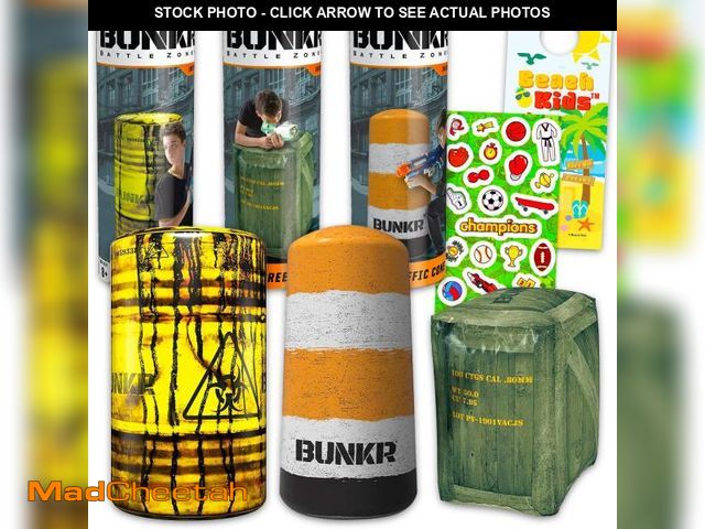 Lot 74-12112500 - Bunkr Battle Zone Take Cover Set for Kids - Bundle of 3 Inflatable Bunkers for Blaster Battles | Bun...