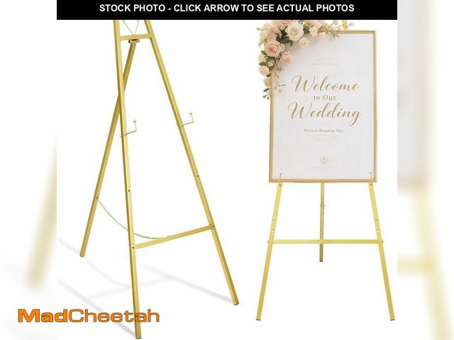Lot 74-13835922 - GRENTY 46.7" Gold Easel Stand for Wedding Signs ÃÂ¢Ã¢âÂ¬Ã¢â¬Å No Assembly Needed, Heavy Duty Me...