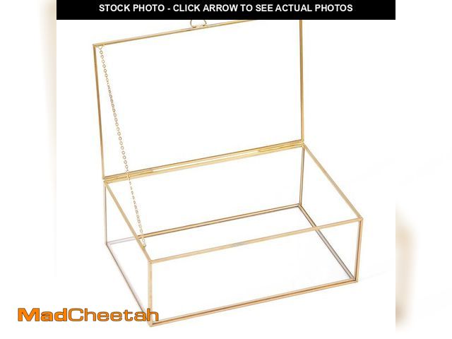 Lot 74-12712694 - HCENJOC Golden Vintage Clear Glass Lidded Box Edge Bracelet Keepsake Decorative Jewelry Display Home...