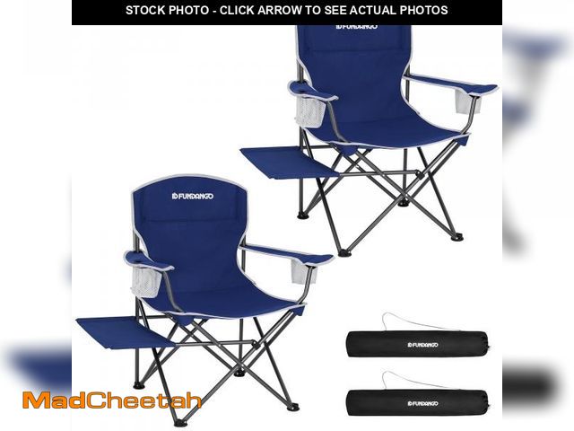 Lot 74-12482422 - FUNDANGO 2Pack Folding Camping Chairs for Adults, Blue Portable Outside Director Chair with Cup Hold...