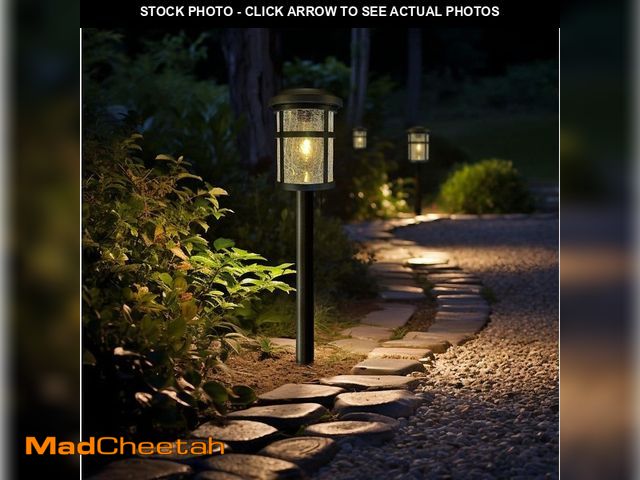 Lot 74-12551153 - (MISSING 2 LIGHTS) Black Integrated LED Outdoor Solar Pathway Lights with Clear Crackled Glass (4-Pa...