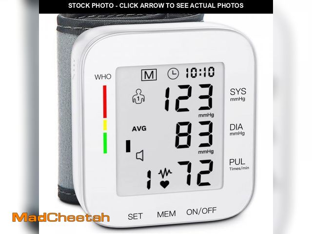 Lot 74-12310311 - MMIZOO Wrist Blood Pressure Monitor Large LCD Display BP Machine Adjustable Cuff 5.31-7.68 inch Auto...