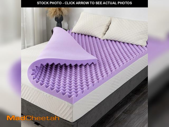 Lot 74-14349183 - 3 Inch Egg Crate Twin XL Memory Foam Mattress Topper, Cooling Gel Infused Foam Mattress Topper for P...
