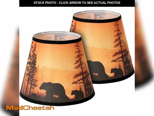 Lot 74-12705813 - Small Lamp shades Set of 2, Bear Fabric Lampshades for Table Lamps, Floor Lamps, 7.5" Top x 11.8" Bo...